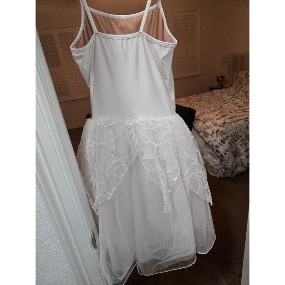 Nutcracker Snowflake Fairy White Sparkle Dance Or Figure Skating Costume Size MA - Picture 3 of 10